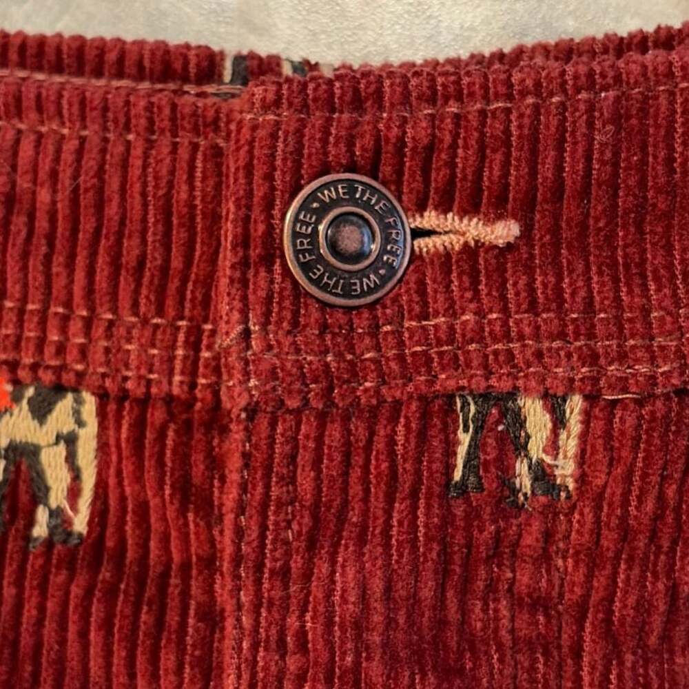We The Free Clifton Cord Embroidered Wide-Leg Jeans Deer Darlin' Size 29 - Picture 5 of 8